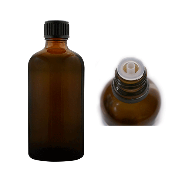 100ml Amber Glass Bottle supplied with Black Dropper Lid
