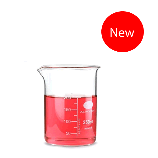 Academy Beaker Low Form, 250ml, Borosilicate Glass