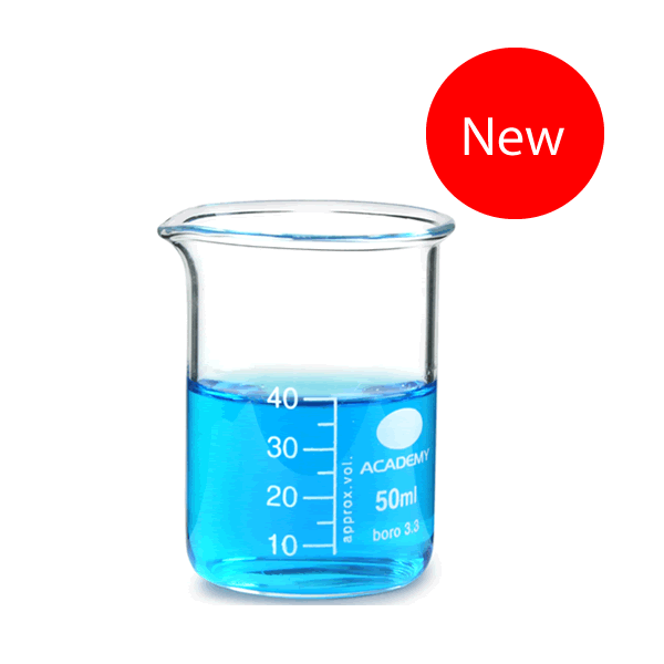 Academy Beaker Low Form, 50ml, Borosilicate Glass