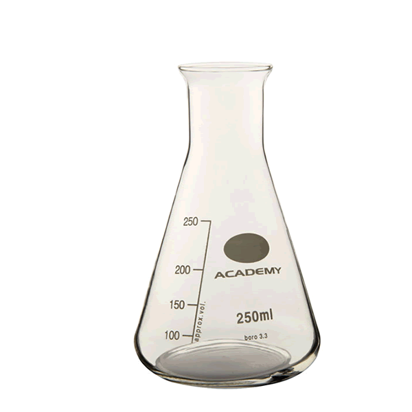 Academy Erlenmeyer Flask, Narrow Neck, Borosilicate Glass, 250ml