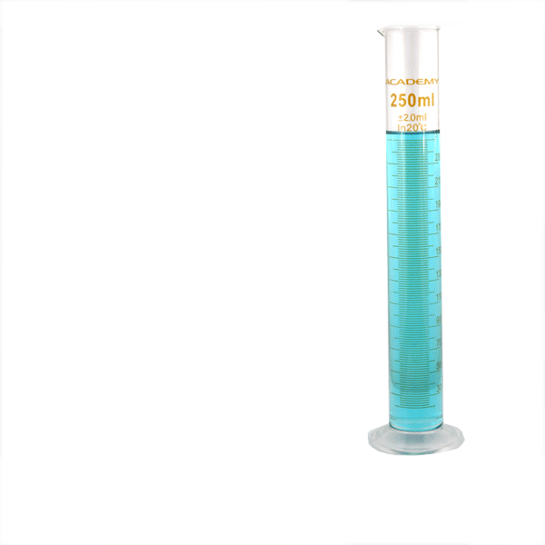 Academy Measuring Cylinder, With Spout, Class B, Borosilicate Glass, 250ml