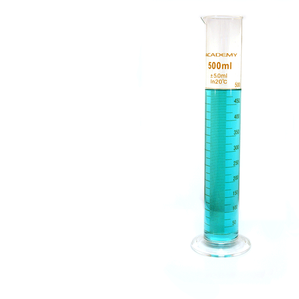 Academy Measuring Cylinder, With Spout, Class B, Borosilicate Glass, 500ml