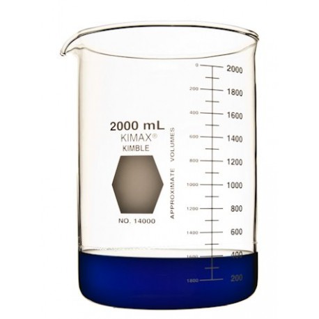 Beaker, Low Form, Borosilicate Glass, Kimble, 2000ml