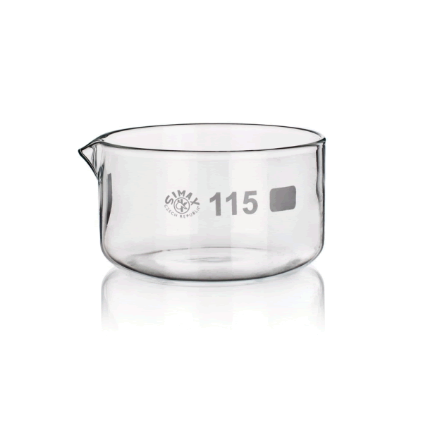 Crystallising Dish, Flat Bottom, With Spout, Borosilicate Glass (SIMAX) 150ml 